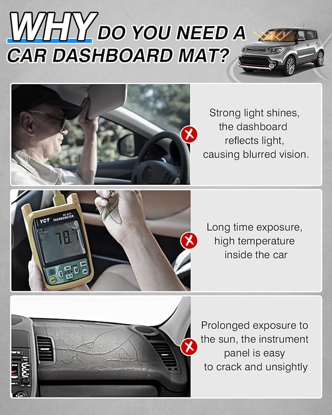 CARTIST Dashboard Cover Compatible with Kia Soul 2014-2019 Accessories Dash Cover Mat Non-Slip Pad Carpet Anti-Glare