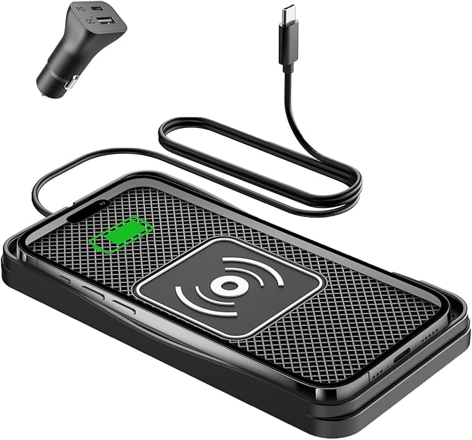 Wireless Car Charger, 20W/15W/10W Car Wireless Charger Pad, Non-Slip Charging Pad for Car Compatible with iPhone16/15/14/13/12, Samsung Galaxy S25-S9, Android Phones(20W Adapter)