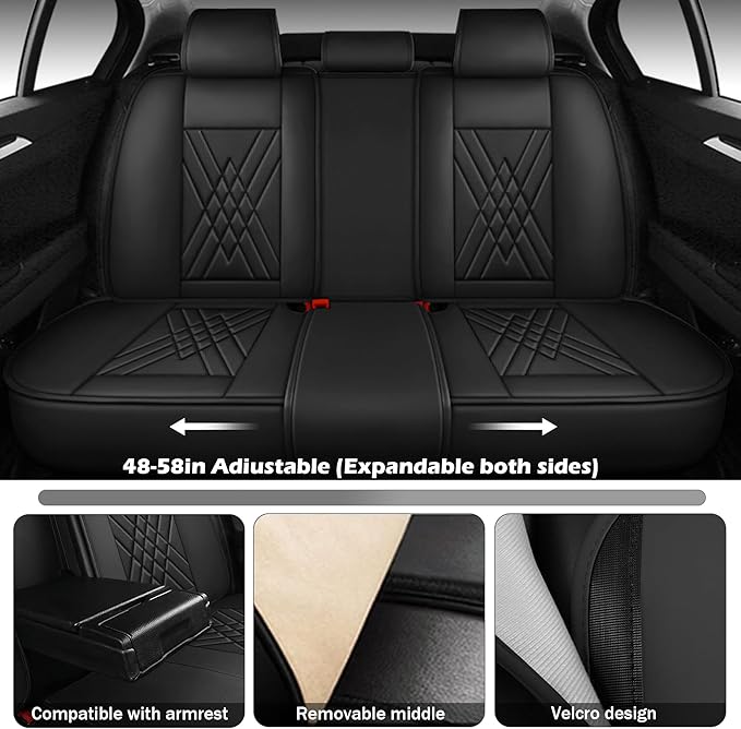 JGDL Car Seat Covers for Subaru Crosstrek 2016-2026, 5 Piece Set Nappa Leather Non-Slip Seat Protectors, Breathable Seat Cover Set. (Deluxe 5 Seats, Black)
