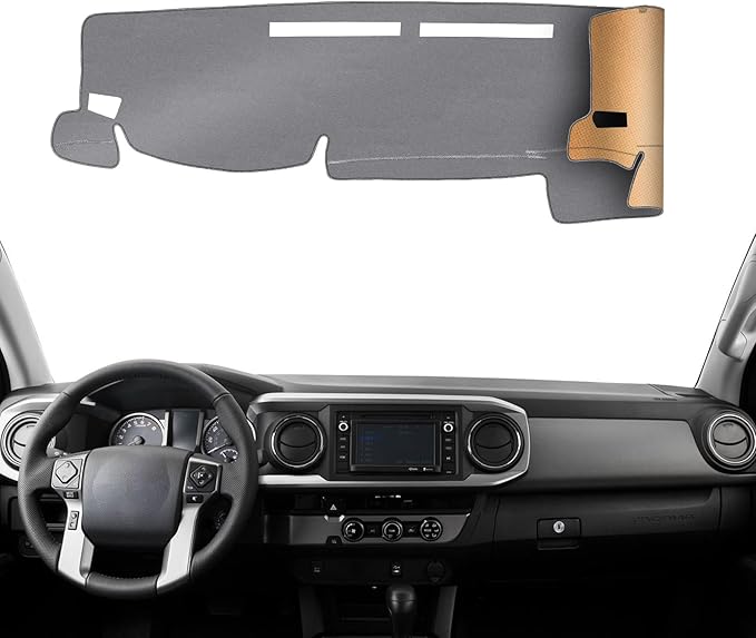 KEYOOG Dashboard Cover Dash Mat Fit for to-yota Tacoma 2023-2016 (Without HUD Models),Car Dash Board Mat Anti-Glare Carpet,Non-Slip Pad Sunshield Protector (Grey)