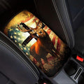 Suobstales Deer Cross American Flag Print Car Armrest Pad Soft Center Console Arm Rest Protector Cover Universal Car Interior Accessories Decoration