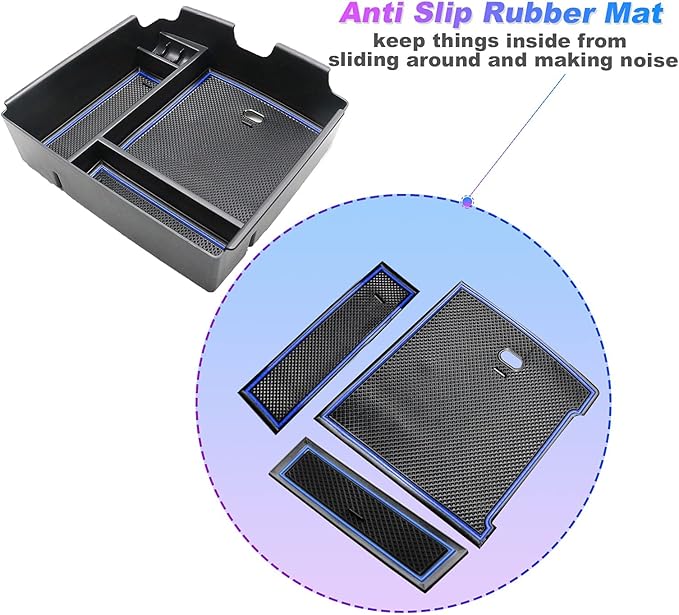 SXCY for 2022-2024 2025 Kia Carnival Center Console Organizer for 2023 2024 2025 Kia Carnival Armrest Console Organizer for Kia Carnival 2024 2025 Accessories(Blue Mats)