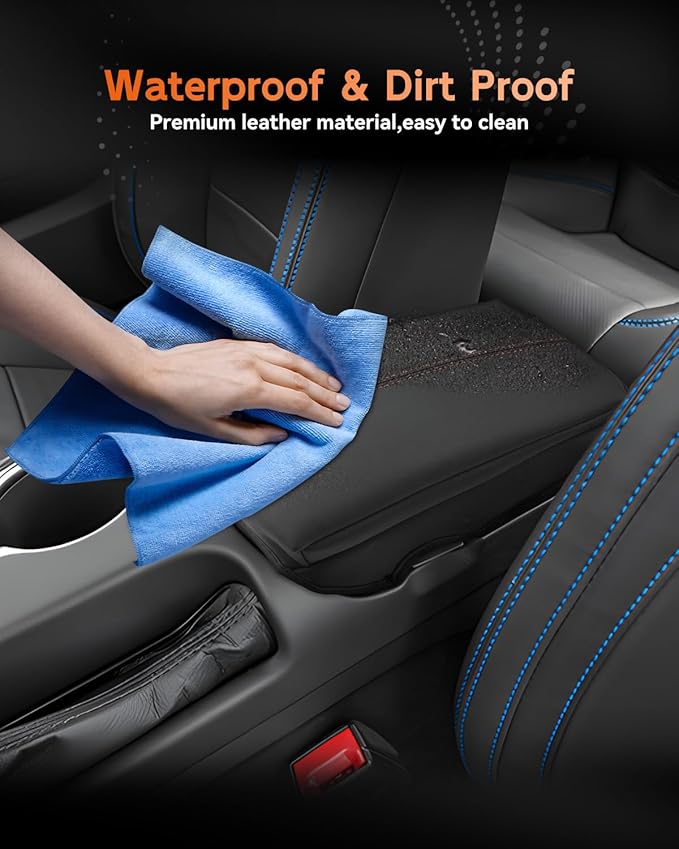 CDEFG for Ford Mustang 2024-2025 2026 Center Console Cover Armrest Box Cover for Mustang 2024 2025 2026 Accessories Console Arm Rest Protector Thickened Orange Line