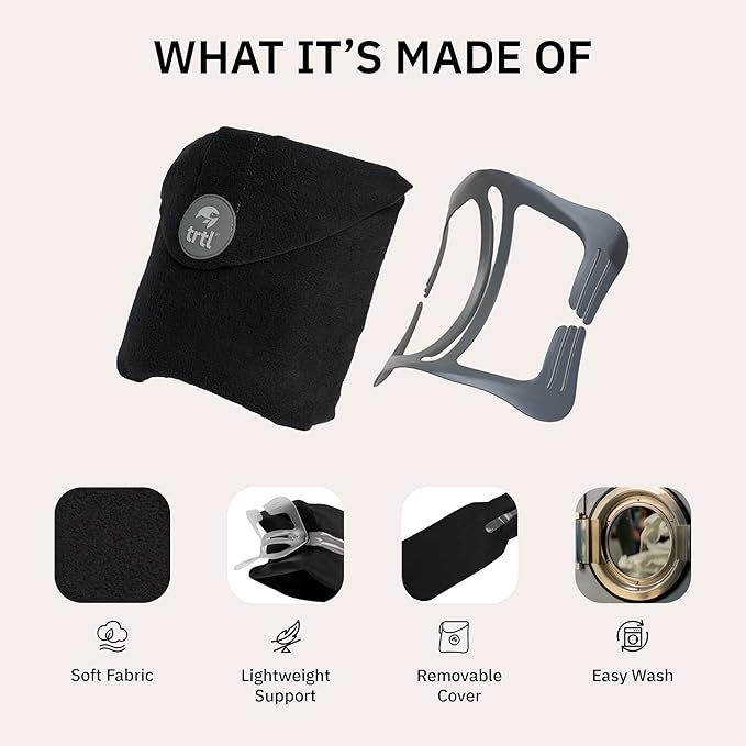 trtl Pillow - Scientifically Proven, Super Soft Neck Support Travel Pillow for Sleeping - Lightweight and Machine Washable - Ergonomic Design for Traveling on Airplanes, Cars, and Trains - Grey