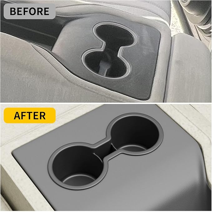 Maxzina Cup Holder Compatible with 2023-2025 Honda Pilot 8 Seats 2nd Row Black Silicone Car Center Console Cup Holder Insert Storage Box Interior Armrest Organizer for 2024 Pilot Accessories