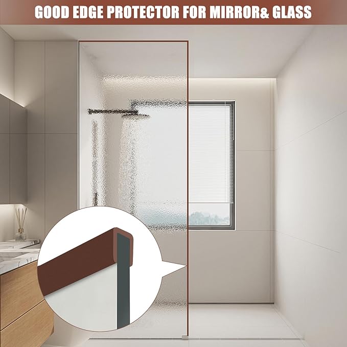 Rubber Edge Trim, Flexible Edge Trim for Sharp Edge, 3/16" U Channel Edge Protector, Self Adhesive Edge Guards for Plywood, Glass, Flexi-Glass and Mirror, 20Ft, Brown Color