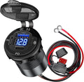 3 Port 12V USB Outlet Aluminum Car Charger, 78W Dual PD30W/QC3.0 Multiple USB Port with Voltmeter and Switch, USB C Cigarette Lighter Replacement 12 Volt Socket Waterproof for Marine Boat Truck RV