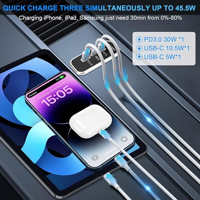 2PCS 3 Ports 12V RV USB Outlet 45.5W, Gibbab PD3.0 Type-C Quick Charge & Dual USB-A Port 3.1A Panel Wall Mount, Automotive Car Socket Charger Adapter for RV Marine Boat Bus ATV Motorcycle Truck