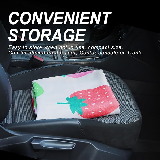 nbnhxnff Sweat Towel Car Seat Cover Protector Front Seats for Gym Workout, Running, Swimming, Beach and Hiking, Waterproof Universal Seat Cover for Car, Trucks, Van & SUV (Strawberry, 1pcs Front Seat)