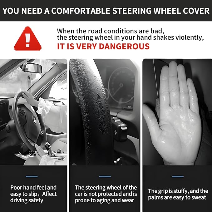 Elastic Car Steering Wheel Cover, Universal 15 inch Non-Slip Breathable Neoprene Steering Wheel Protector, Car Accessories for Women Men Fit Auto, Suvs, Truck Beige Checkerboard