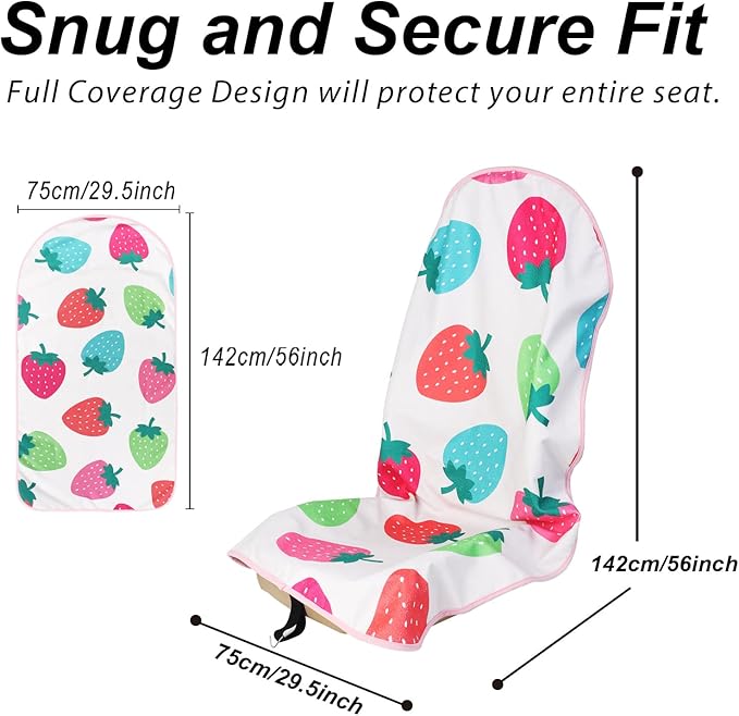 nbnhxnff Sweat Towel Car Seat Cover Protector Front Seats for Gym Workout, Running, Swimming, Beach and Hiking, Waterproof Universal Seat Cover for Car, Trucks, Van & SUV (Strawberry, 1pcs Front Seat)