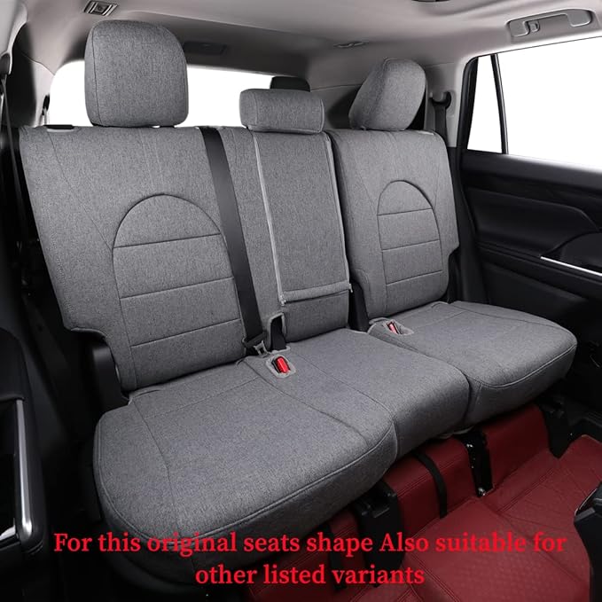 coverdream Grand Highlander Seat Covers for 2024 2025 2026 Toyota Grand Highlander SUV,2nd Row 40/60 Split,Fully Covered,UV Resistant Polyester Car Seat Protector(Full Set,Grey)