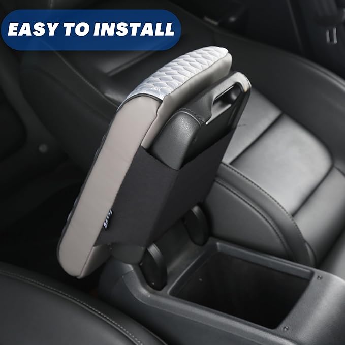 WOODHAWK Universal Car Armrest Cushion Pad Cover, Center Console Protector, Arm Rest Seat Box for Auto SUV Truck (Light-Grey)