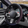 Bling Soft Leather Steering Wheel Cover, 15" Anti-Slip Sparkly Crystal Auto Elastic Steering Wheel Protector for Women Girl, Colorful Diamond Car Interior Accessory for Most Cars (Black/Red)
