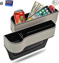 Car Seat Gap Filler Organizer, 2 Pack Multifunctional Car Seat Organizer, Auto Console Side Storage Box with Cup Holders 2 Seat Hooks for Drink, Car Organizer Front Seat for Holding Phone, Sunglasses