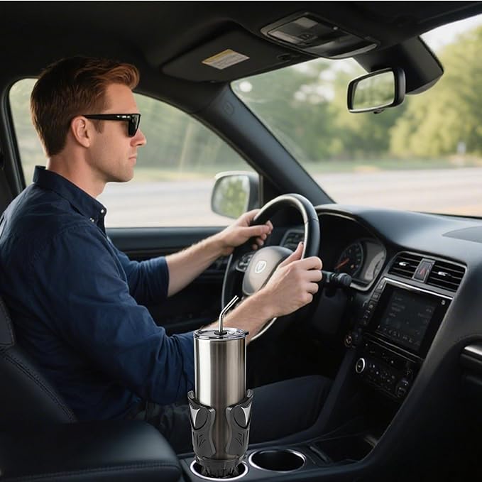Kincown Car Cup Holder Expander, Large Cup Holder Adapter for Car, Water Bottle Holder Extender, Adjustable Drink Holder for Car Fits Yeti, Hydro Flask 24/32oz, Black