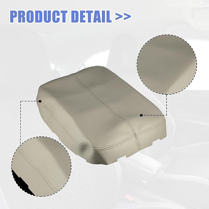 X AUTOHAUX Car Center Console Armrest Cover for Cadillac Escalade 2007-2014 Faux Leather Interior Arm Rest Cover Elbow Cushion Pad Beige