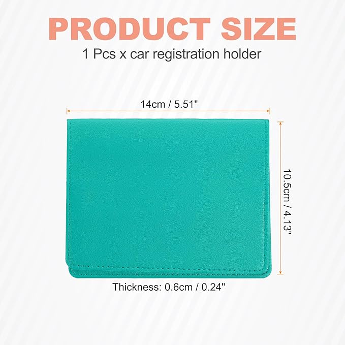 HARFINGTON Car Registration and Insurance Holder 5.51" x 4.13" PU Leather Vehicle Glove Box Organizer Storage Accessories Men Women Car ID Holder for License ID Card Bank Card, Green