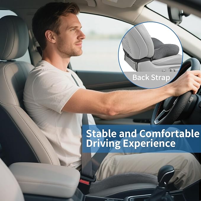 XZdream Memory Foam Seat Cushion,High Support Ergonomic Office Chair Cushion Thickened with Strap for Hip, Sciatica,Hemorrhoids,and Tailbone Pain Relief,Seat Cushion for Car,Home,Office