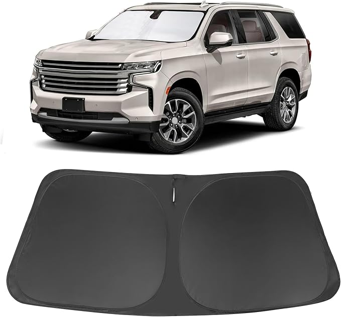 Windshield Sun Shade Custom Fit for 2021 2022 2023 2024 2025 Chevrolet/Chevy Tahoe Accessories Foldable Sunshade Sun Blocker Protect Car from Sun Rays & Heat Damage Keep Car Cooler