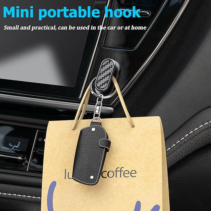 4PCS Car Mini Hooks, Multifunctional Self-Adhesive Vehicle Dashboard Backseat Hangers, Automotive Interior Wall Hanging Hook Stickers, Universal for SUV, Sedan, Truck (Black)