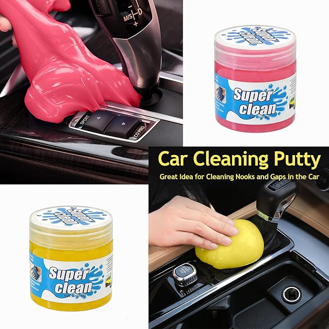 Car Cleaning Gel Car Cleaning Putty Car Putty Car Interior Cleaner Car Slime Car Detailing Kit Car Accessories Gifts for Men Women - （Yellow，Pink）