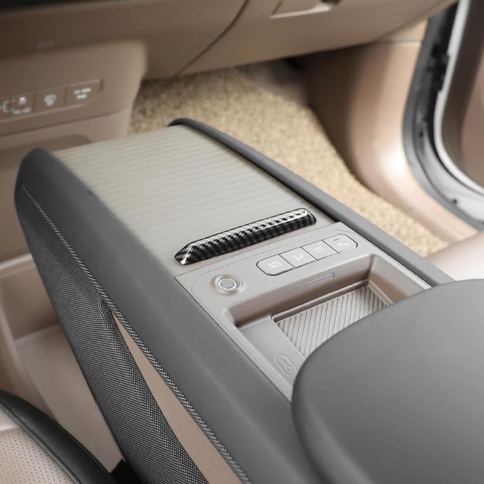 YOUTOOCAR Center Console Sliding Box Handle Cover Compatible with Kia EV9 2024-2026 Accessories (Carbon Fiber Pattern)
