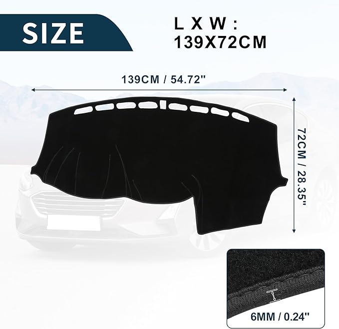 Dash Cover Lower Configuration W/o Audio for Ford Focus 2012-2018 Non-Slip | Center Console Dashboard Cover Mat Black 1 Pcs