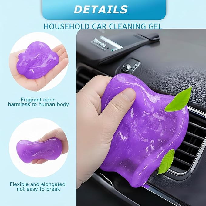 Car Cleaning Gel,Reusable Car Cleaning Putty for Interior Detailing, Car Cleaning Supplies, Auto Detailing Tools, Car Slime for Dust Removal, Car Accessories Interior, Car Cleaning Kit(Purple,5.0 OZ)