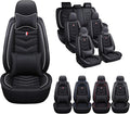 MVRVMV Car Seat Covers for GMC Acadia 2007-2026, Waterproof & Wear-Resistant Front and Rear Seat Protectors with 2* Neck Pillow and 2* Lumbar Support (7 Seat Luxury, Black-White