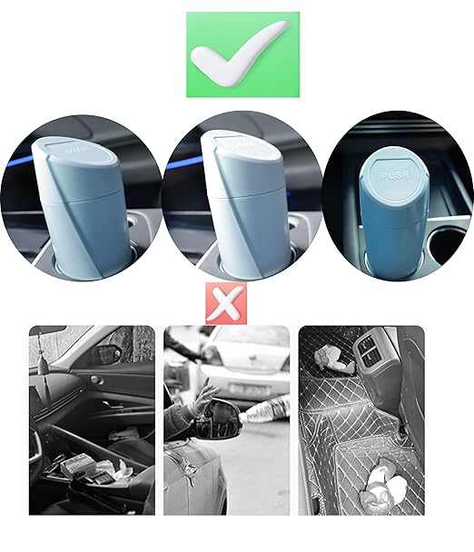 Car Trash Can Bin with Lid - 2 Packs Car Trash Bin-Car Trash Can Cup Holder-Mini Trash Garbage Can with 30pcs Small Trash Bags-Car Organizer Storage for Front Back Seat Accessories (light blue)