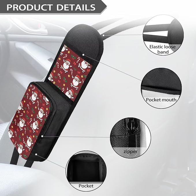 Santa Claus Car Seat Side Organizer,Car Seat Back Side Hanging Bag,Car 2 Pocket Seat Side Organizer, Auto Seat Storage Hanging Bag,Car Travel Accessories Suitable for All Cars