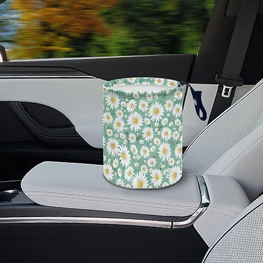 Brosoneto Daisy Cute Collapsible Portable Trash Can for Car Front Seat, Back Seat, Floor, Headrest Rubbish Bin