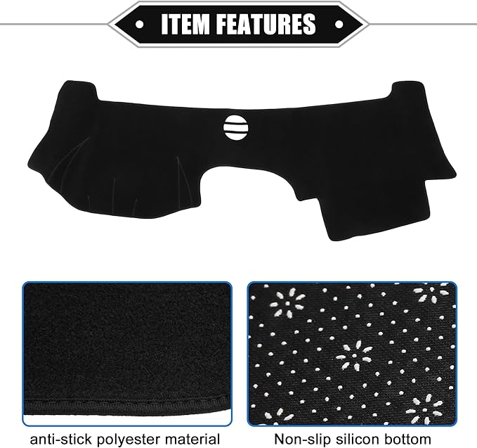 Dashboard Cover Compatible for Cadillac CTS 2004-2009, Non-Slip Polyester Black Dash Cover Mat Dash Board Protector Cover