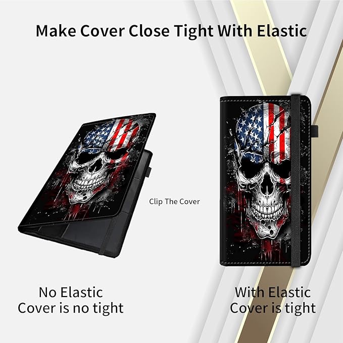 RAUEDWDJS Car Registration and Insurance Holder,Leather Vehicle Glove Box Organizer Wallet Case for Driver's License,ID Key Information Cards-Flag Skull