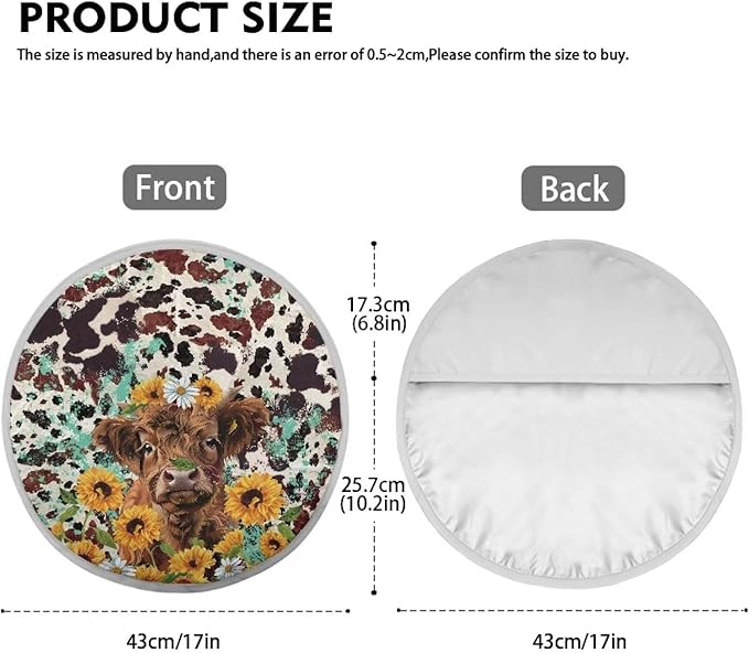 Daisy Sunflower Highland Cow Pattern Steering Wheel Sun Shade Vehicle Steering Wheel Protector Block UV Rays Cooling Steering Wheel Sun Block Fit Most Truck Van Car SUV