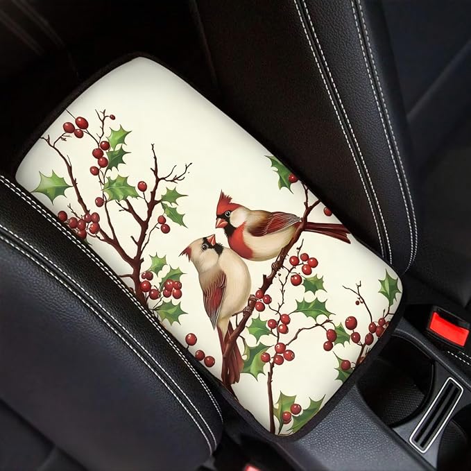 Cardinal Print Print Armrest Cushion Cover for Car Scratch Proof Car Center Console Armrest Protector Cover Universal Fit Truck Sedan SUV