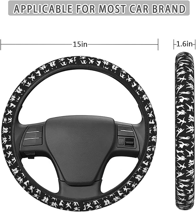 FeHuew Dancing Men Women Steering Wheel Cover for Women, Girls 15 inch Universal Auto Car Anti Slip Wrap Steering Wheel Covers Fit for Vehicles, Truck, SUV