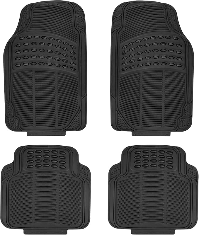 Sealight Rubber Car Floor Mats: Trim-to Fit Automotive Floor Mats for Cars Trucks SUV, Full Set Floor Liner for All Weather