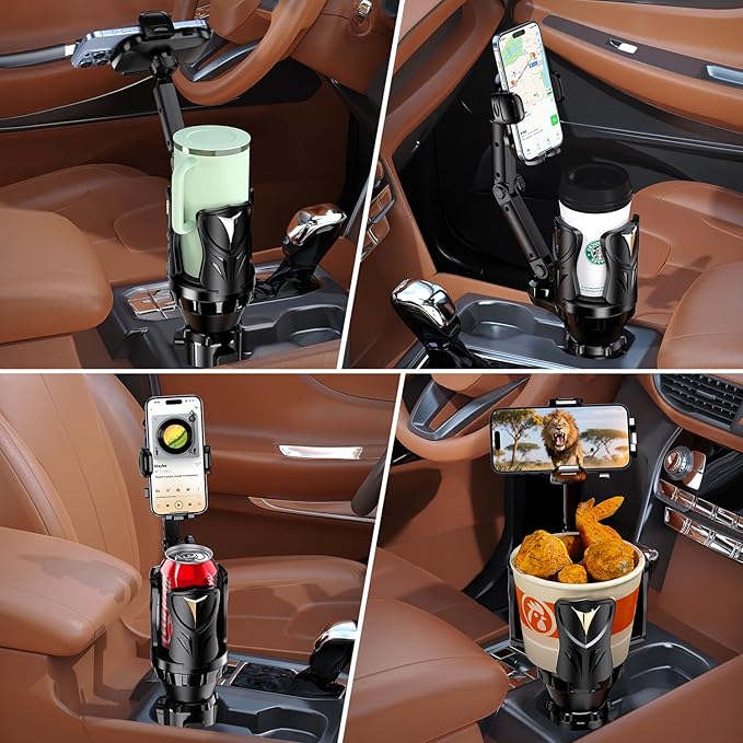 Phone Holders for Your Car, Adjustable Car Cup Holder Expander with Rubber Grip, Secure Hold, Multi-Scenario Use for Drivers, Commuters & Road Trips, Universal Fit for Up to 5.31'' Drinks/Mugs/Foods