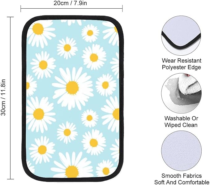 for Sky Blue Daisy Flowers Car Center Console Armrest Cover for Men Universal Arm Rest Pad Handrail Box Cushion Auto Accessories