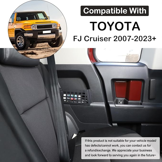 Aunginsy Rear Door Storage Pockets Box Compatible with Toyota FJ Cruiser 2007-2023 Aluminum Rear Door Side Storage Baffle Basket Bag Backseat Hanging Storage Box Trunk Organizer Expansion Accessories