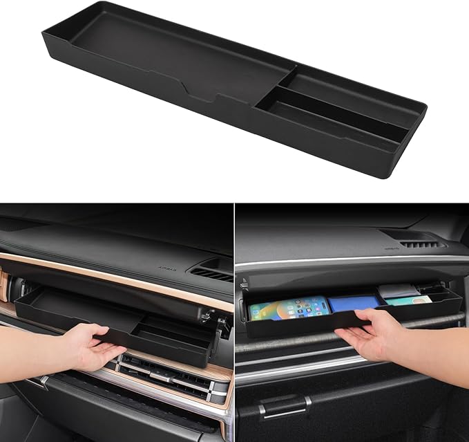 LUCKEASY Co-pilot Drawer Box Storage Box Compatible with Hyundai Santa Fe 2024 2025 2026 Passenger Drawer Box Storage Tray Black TPE for Santa Fe Accessories Black