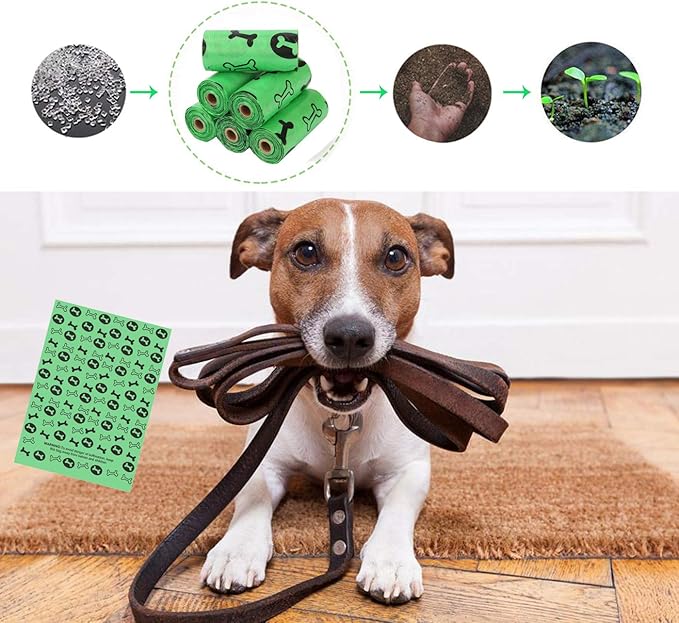 car Dog Poop Bags, Biodegradable & Compostable Garbage Bag Pets Poop Bag Recycling Thickened Leakproof Trash Bag (Green, 120 Counts)