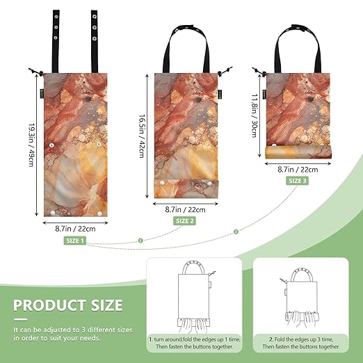 ALAZA Hanging Car Trash Bags Garbage Bag Trash Can for Back Seat Small Marble Orange Washable Storage Bag Retractable 2 Pack