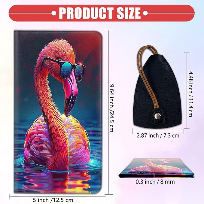 Car Registration and Insurance Card Holder for Women Men, Waterproof PU Leather Glove Box Car Organizer with Magnetic Shut, Vehicle Document Holder for Driver License, Adorable Tropical Flamingo