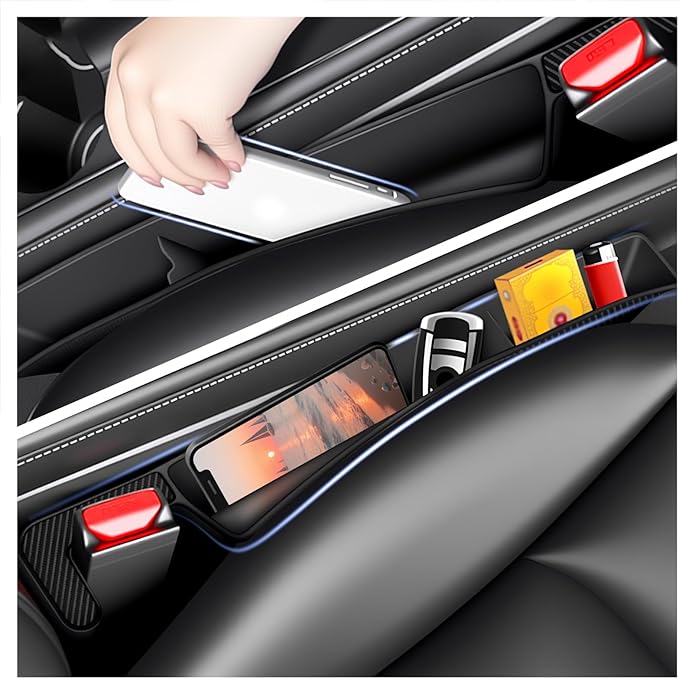 2PCS Car Seat Gap Filler Organizer with Charging Port,Upgrade Cars Gap Filler with Larger Storage Space Reducing Item Loss,Flexible No Drop Seat Guard for Car Storage Organizer
