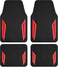 PIC AUTO Rubber Floor Mats, Red Aluminum Film with Colorful Piping Floor Mats for Cars, Car Mats with Non-Slip Backing, All-Weather Protection, Trim-to-Fit Liner for Cars, SUVs, Trucks, Vehicles
