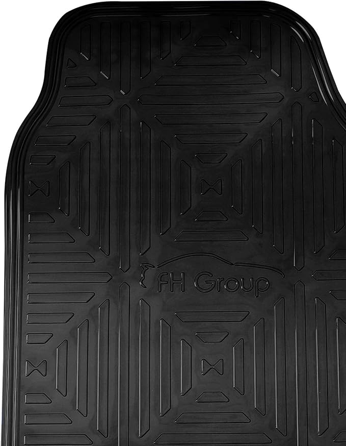 FH Group Automotive Floor Mats - Heavy-Duty Metallic Rubber Floor Mats for Cars, Universal Fit Full Set, Climaproof Floor Mats, Trimmable Floor Mats for Most Sedan, SUV, Truck Floor Mats Black