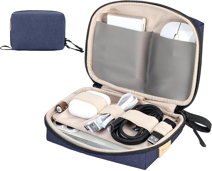 SIMTOP Electronics Organizer Cord Organizer Travel, Small Tech Bag for Cords, Chargers, Power Bank, Earbuds – Portable Cable Pouch for Office, Business Trip, Commute – Water & Scratch-Resistant